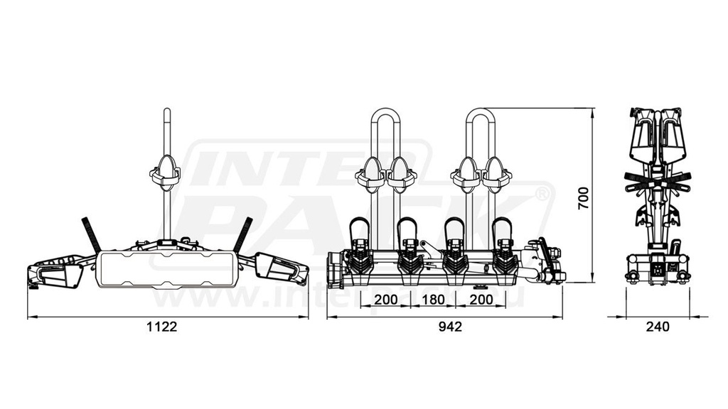 Inter Pack New Spider 4 - bagażnik rowerowy na hak na 4 rowery